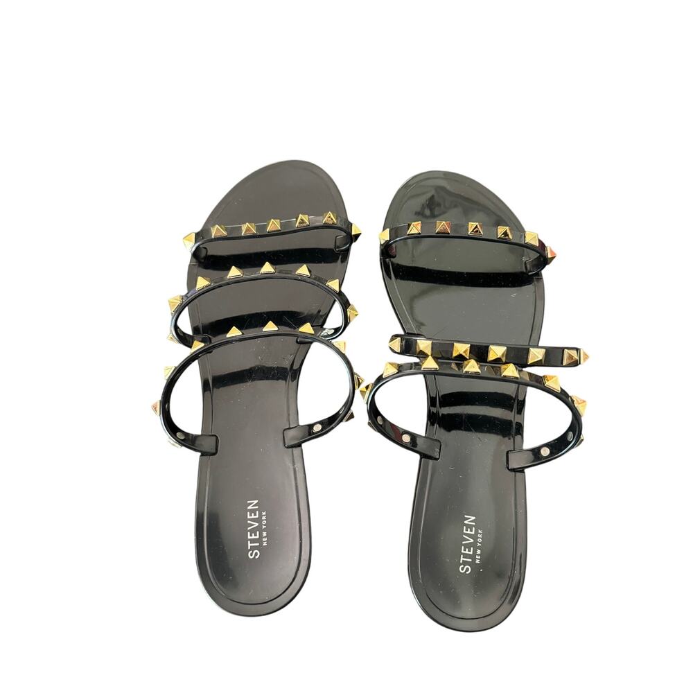 COPY - Black Strappy Studded Jelly Sandals Steve New York 10M